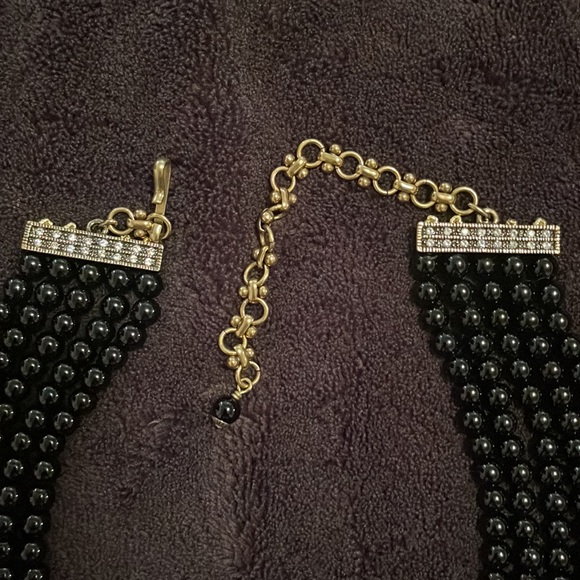 Retired Heidi Daus Black Onyx Bead Necklace with Pearl and Crystal Heart - Picture 9 of 9